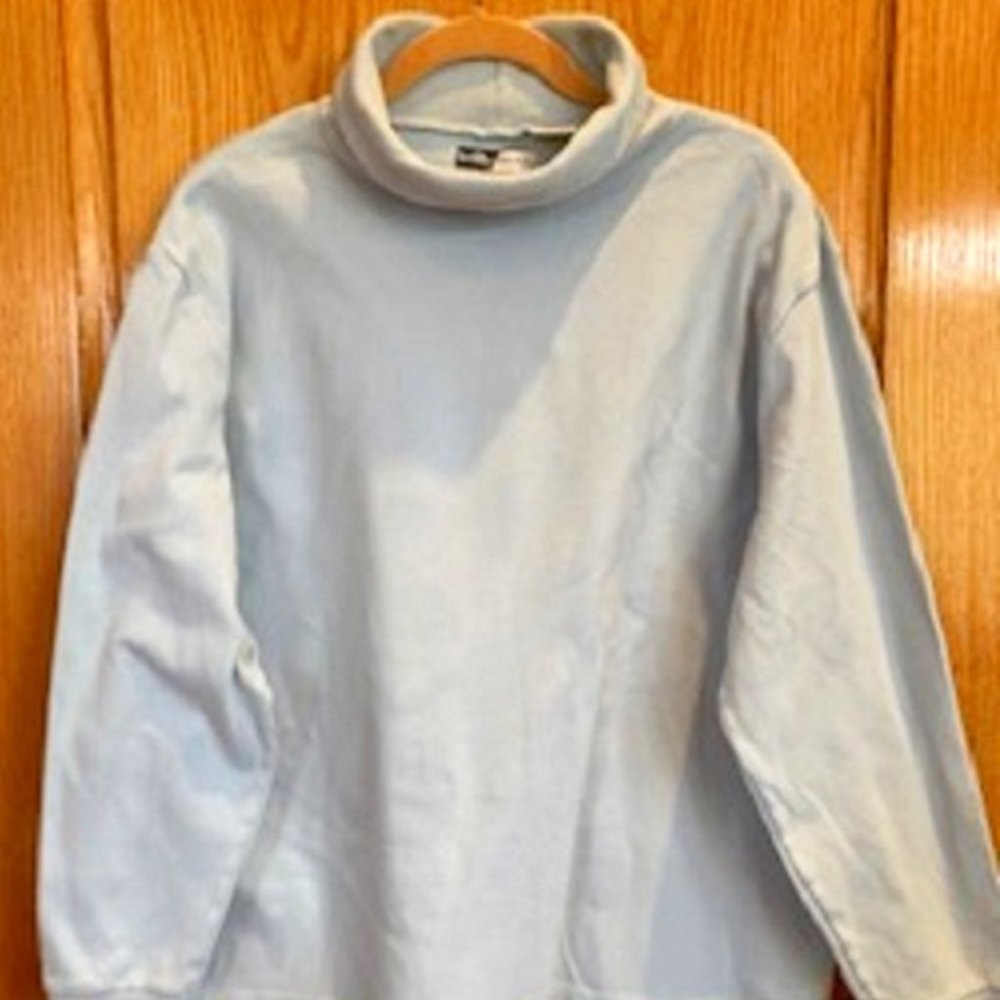 Kelly Scott 100% Cotton Light Blue Knit Pullover Top Sweater Turtleneck Sz: 1X
